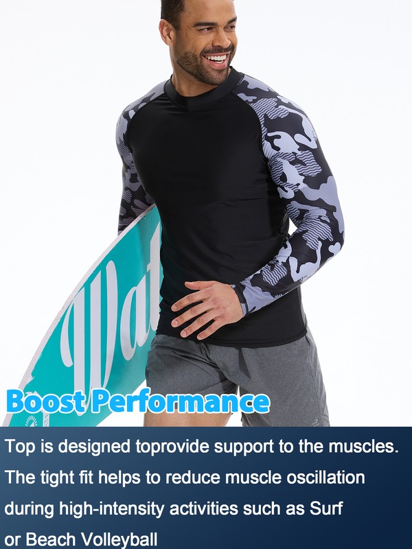 Men's UPF 50+ UV Protection Long Sleeve T-Shirt Sun Block Rash Guard Surf Shirts gallery