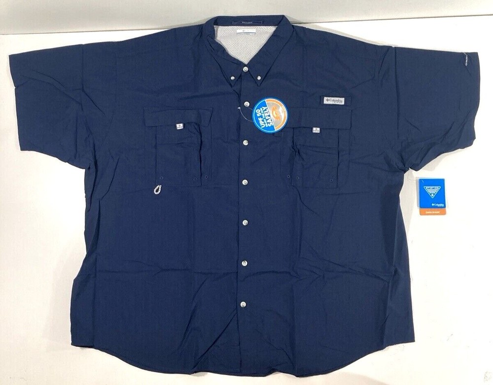 NWT 4X BIG COLUMBIA MENS PFG BAHAMA ll SHORT SLEEVE SHIRT NAVY 4X