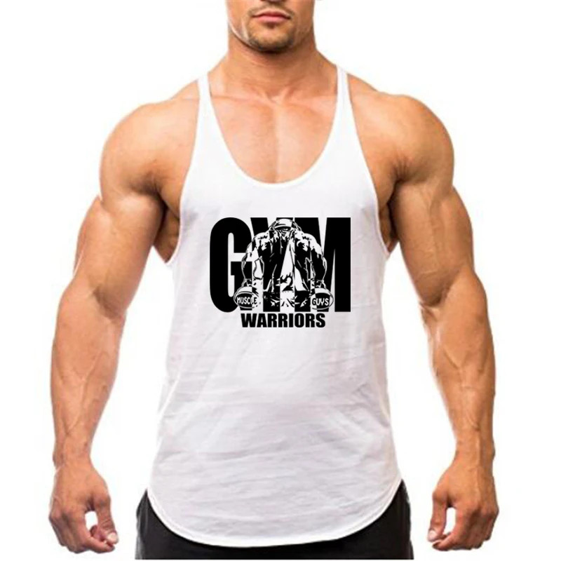 Men Tank Tops Sleeveless Y-Back Shirts Gym Stringer Bodybuilding Fitness Vest gallery