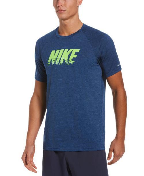 Nike Swim Men's Sunset Logo Short Sleeve Hydroguard Rash Guard Heather Game Roya gallery