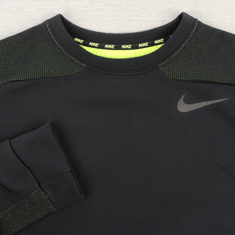 Nike Therma-FIT Shirt Mens M Black Green Training Pullover Polyester Long Sleeve gallery