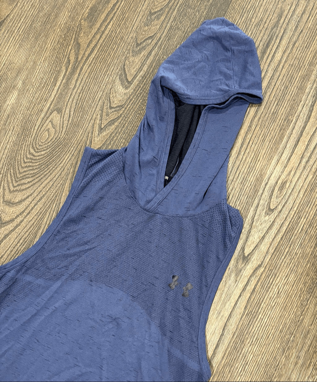 Under Armour Mens Seamless Sleeveless Hoodie Fitted Pullover Blue Ink Size SM gallery