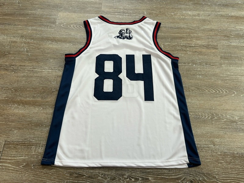 Samuel Adams Beer Basketball Jersey Large Retro White Party Sam Embroidered Logo gallery