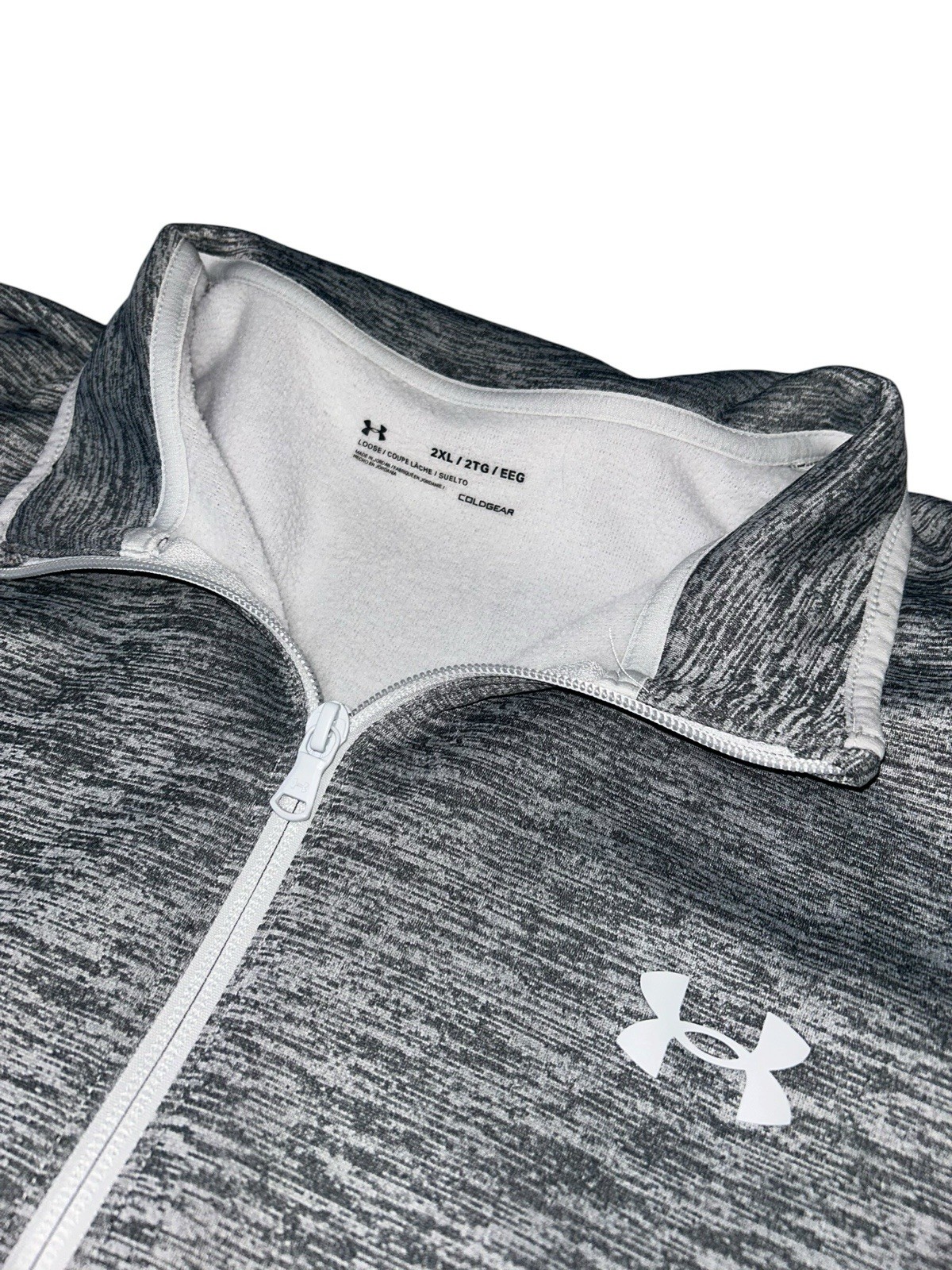 Under Armour Pullover Mens Gray ColdGear 1/4 Zip Fleece Lined Top XXL 2XL gallery