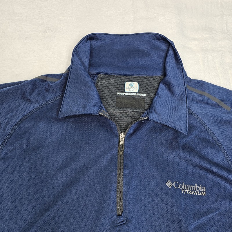 Columbia Titanium Omni-Freeze Zero Men's M Polo Shirt Short Sleeve 1/4 Zip Blue gallery