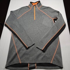 BKE Sport Mens Quarter Zip Pullover Gray Black Orange Athletic Shirt Large