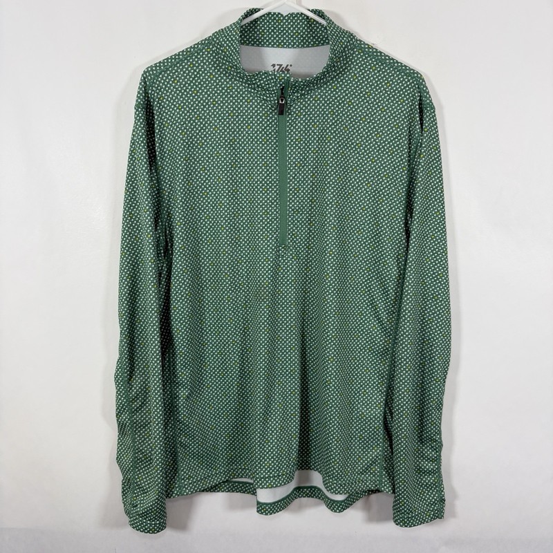 1764 Golf 1/4 Zip Pullover Mens Medium Green Yellow Masters Colors Geometric AOP gallery