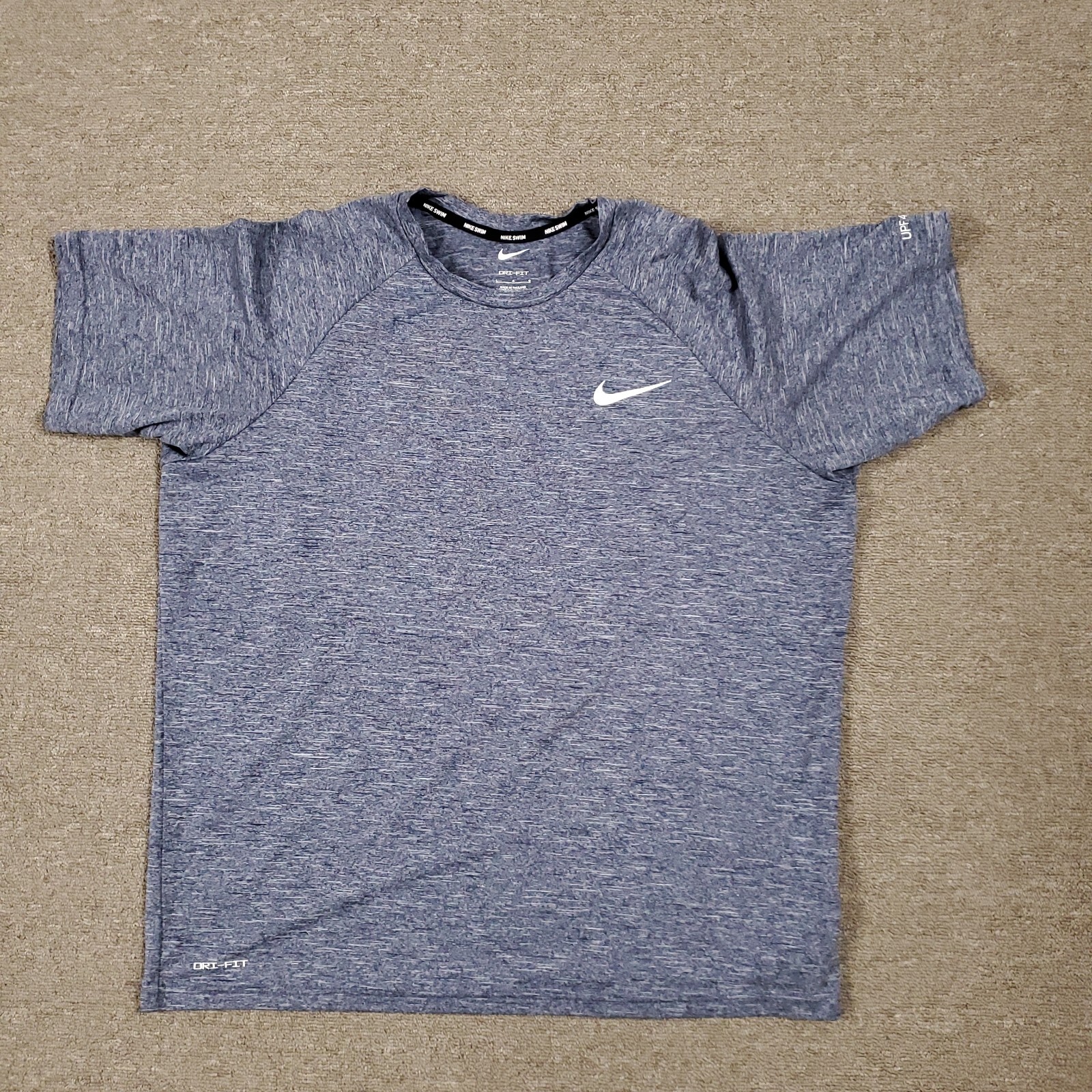 Nike Shirt Mens Blue Large Dri fit Swim Stretch Sunscreen UPF 40 Weather Protect gallery