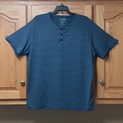 01.ALGO 01 Performance Men’s Blue Striped Quick Dry Henley Shirt L