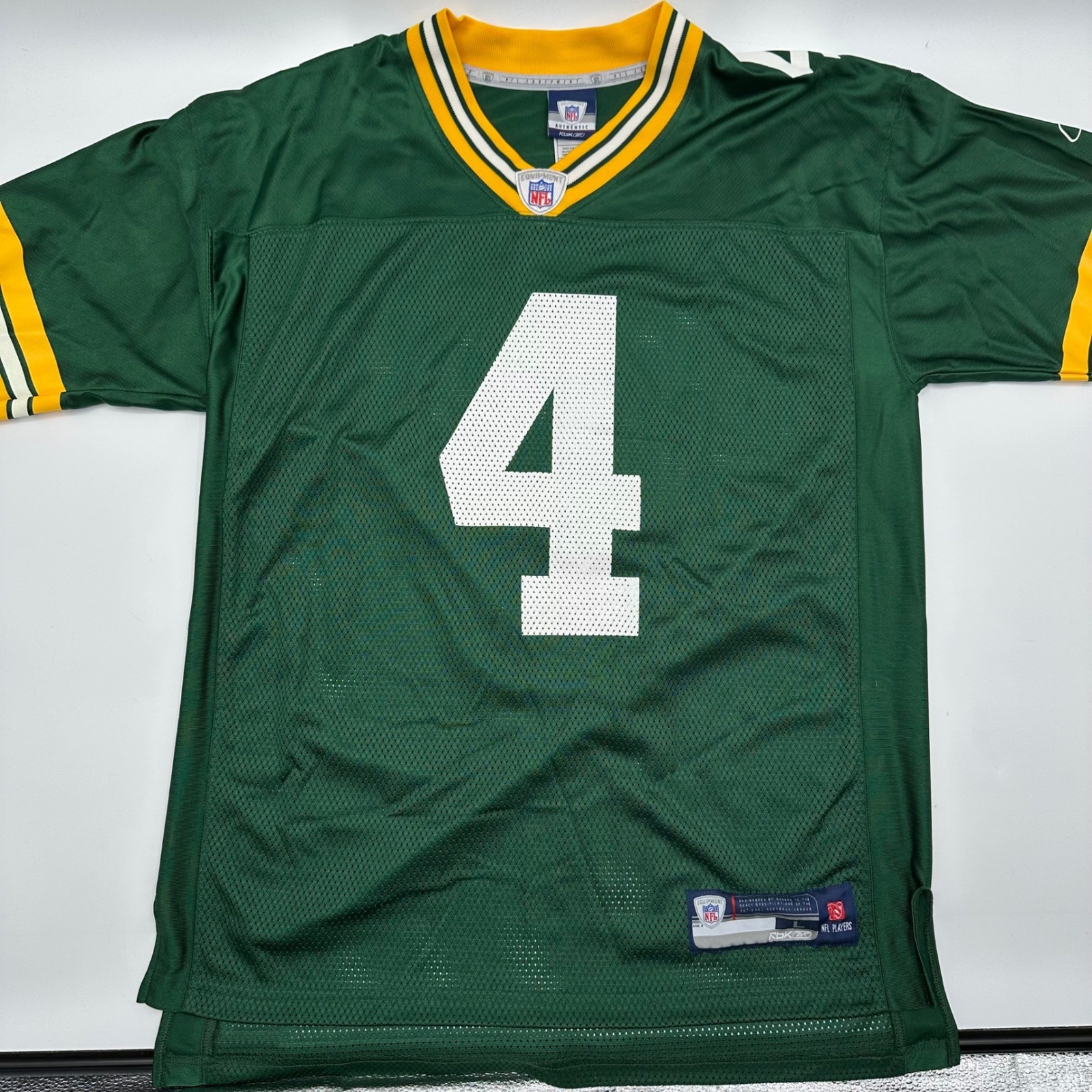 VTG Reebok Brett Favre Green Bay Packers #4 NFL Jersey Green Men's Large Clean gallery