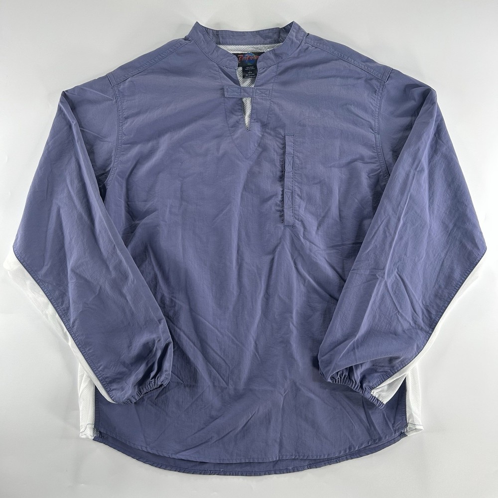 RailRiders Men’s Large Nylon Pullover Jacket Blue Mesh Vented Fishing Hiking