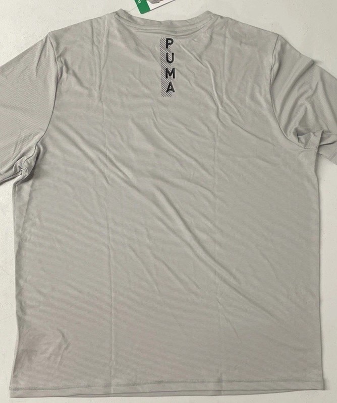 PUMA Mens Lightweight Crewneck Active Tee Shirt Short Sleeve Logo GRAY XL Stripe gallery