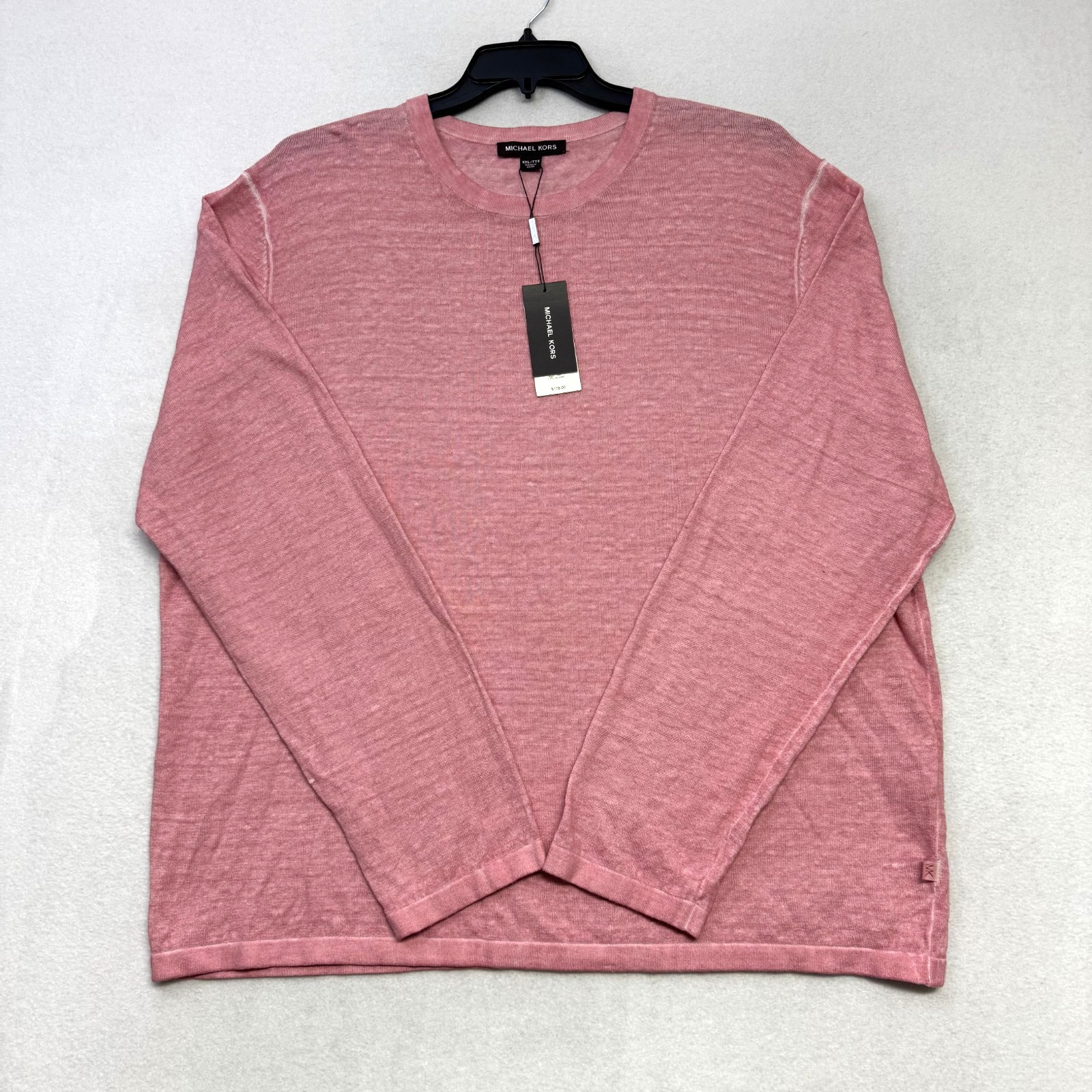 Michael Kors Men’s Crewneck Sweater XXL Dusty Rose Pink NWT $178 Cotton Blend LS gallery