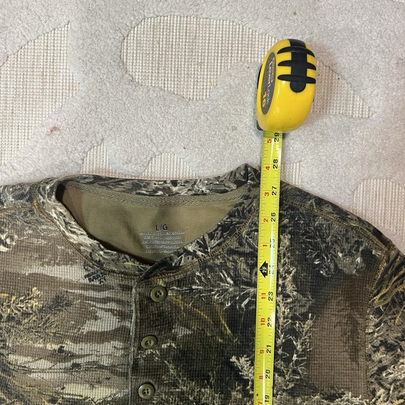 Vintage Realtree Camo Henley Shirt Mens L Green Waffle Thermal Hunting gallery