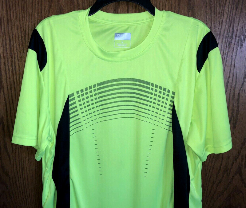 Performance Sports Workout Shirt Yellow & Black Men's Size Lg. 100% Polyester gallery