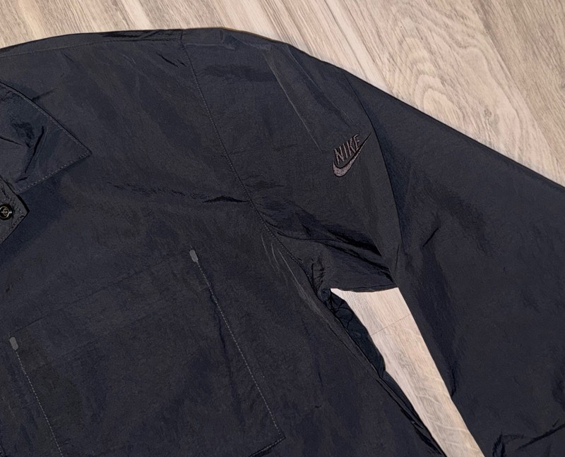 NWT Nike NSW Tech Pack Woven LS Button Down Shirt $130 DX0205 010 M Black Medium gallery
