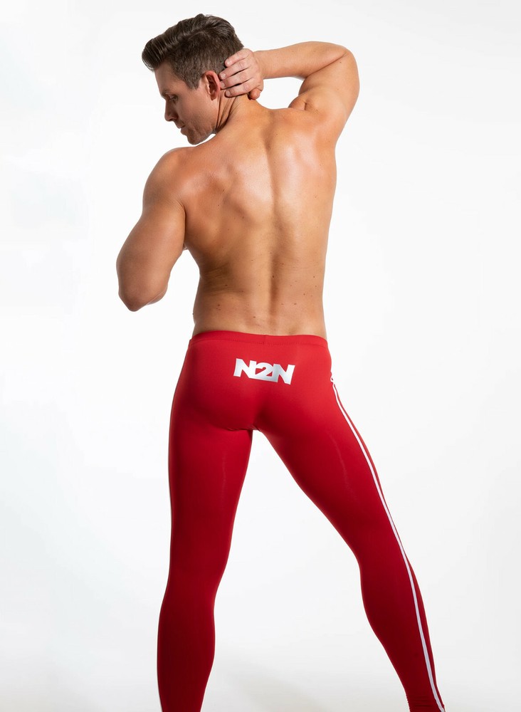 N2N Bodywear Men red Hero long tights activewear size L XL