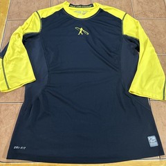 Nike Pro Combat Shirt Sz Large Fitted Black Yellow Ken Griffey Jr Baseball