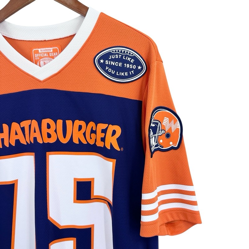Academy WHATABURGER 75th Anniversary Football Jersey Mens Medium Orange X135 gallery