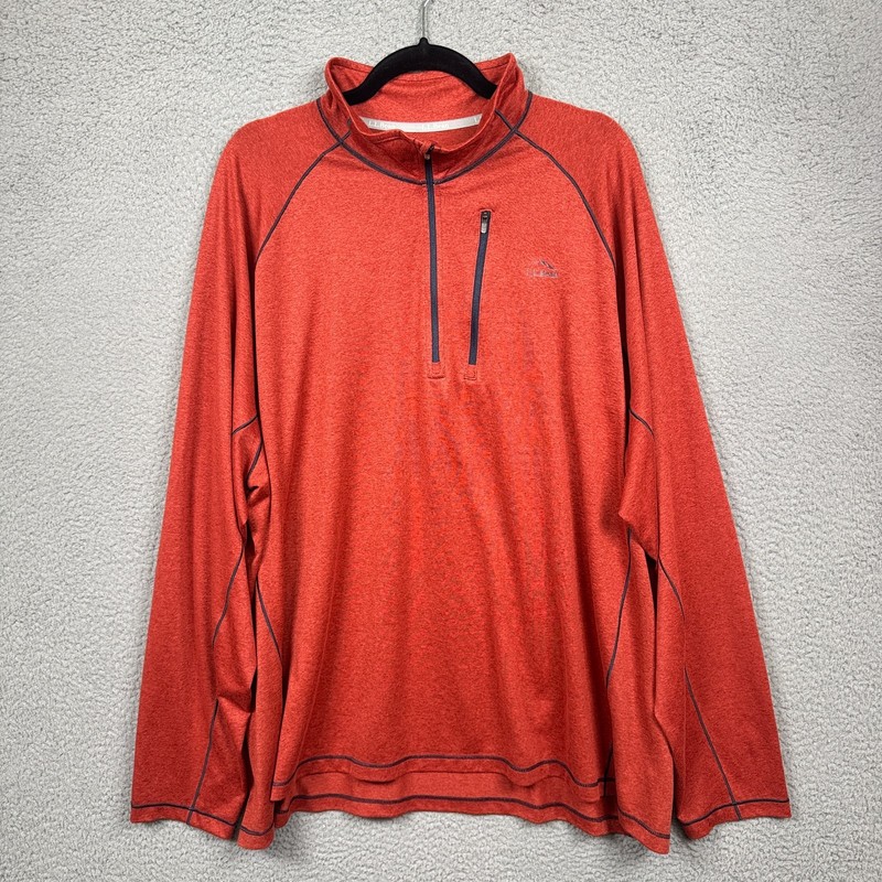 LL Bean Shirt Mens 3XL Orange Quick Dry Trail Tee 1/4 Zip Pullover Performance gallery
