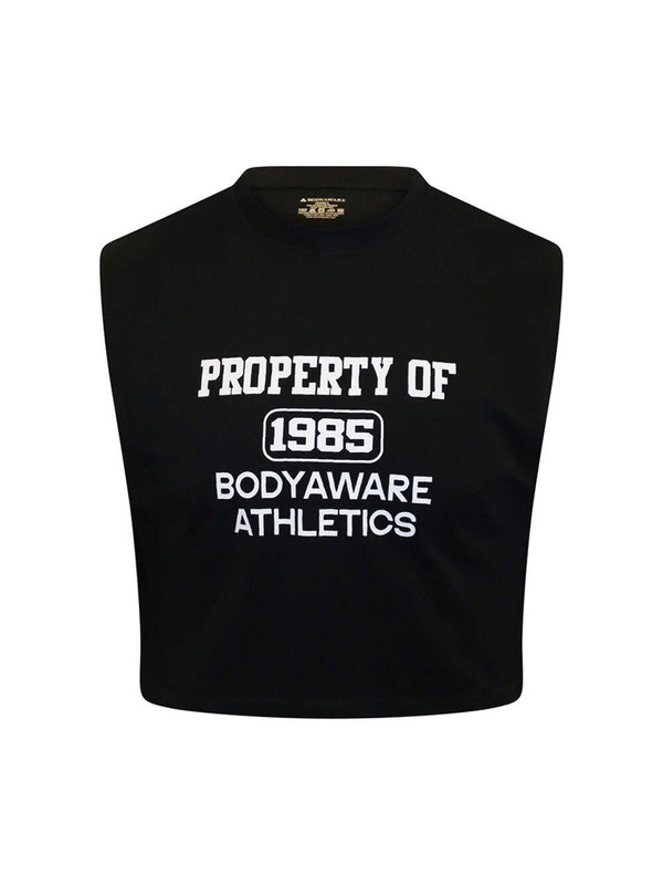 Body Aware Varsity 85 Crop Top for Men (Black) - Sexy Athletic Clothes for Guys gallery