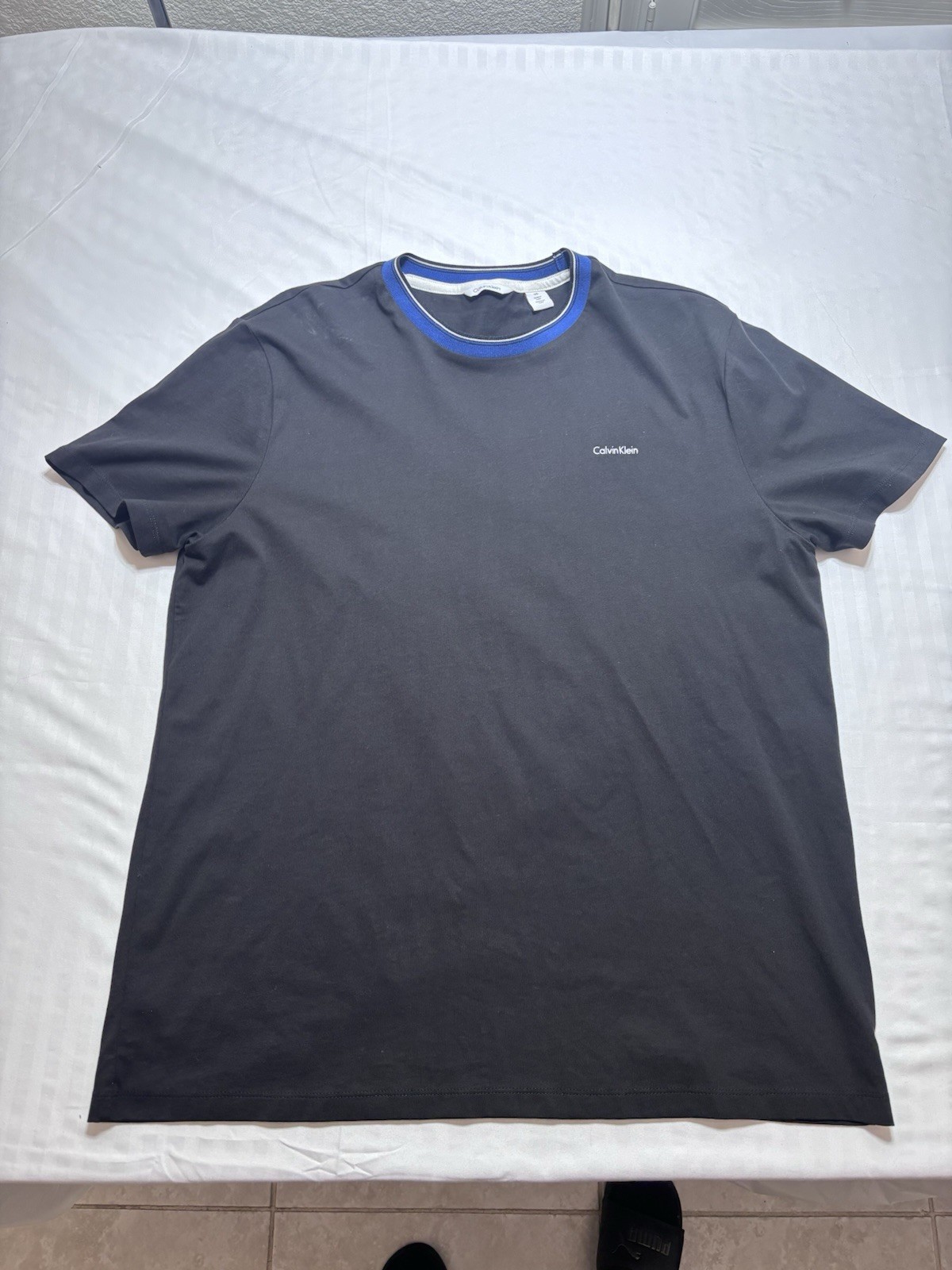 Calvin Klein Shirt Men’s Large Black Blue Knit Golf Short Sleeve Outdoor Mens gallery