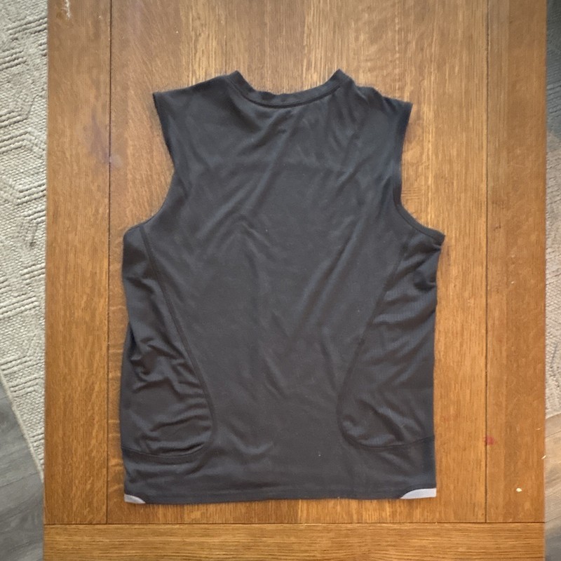 prAna Men's medium Black Sleeveless Tank Top Crew Neck Pockets Logo Polyester gallery