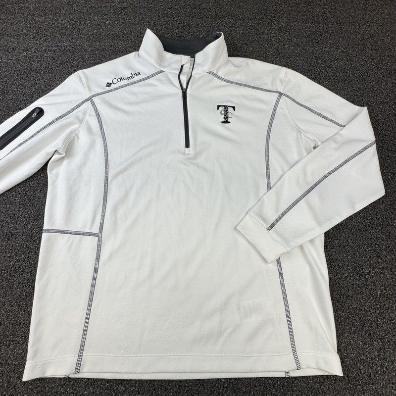 Columbia Pullover Mens L White 1/4 Zip Golf Mesh Tagless Breathable Long Sleeve gallery