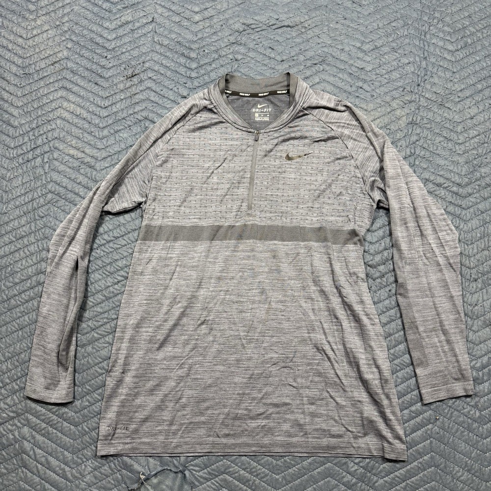 Nike Golf Dry Knit 1/4 Zip Long Sleeve Shirt 892221-011 Men's Size XL Blue Gray