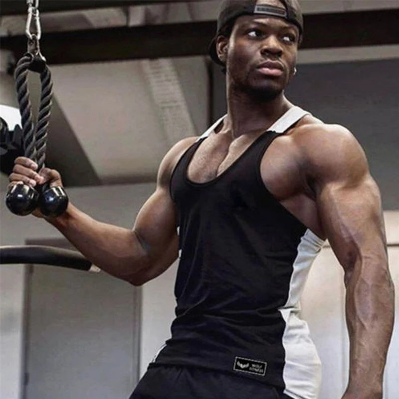 Men Solid Gym Stringer Tank Top Bodybuilding Fitness Singlets Muscle Vest gallery