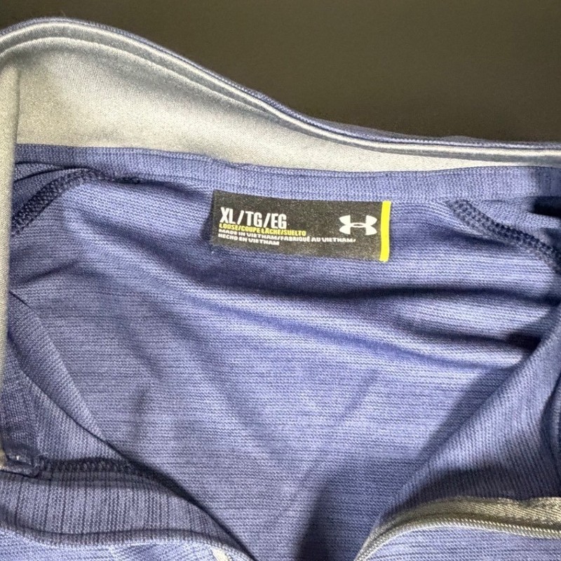 Under Armour Mens XL Blue Heathered Quarter Zip Pullover Athletic Shirt K3 gallery