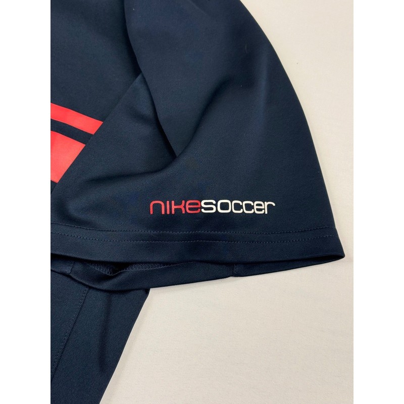 Vtg Nike Soccer Dri-FIT Shirt Mens XL Navy Blue Red Striped Center Shield Logo gallery