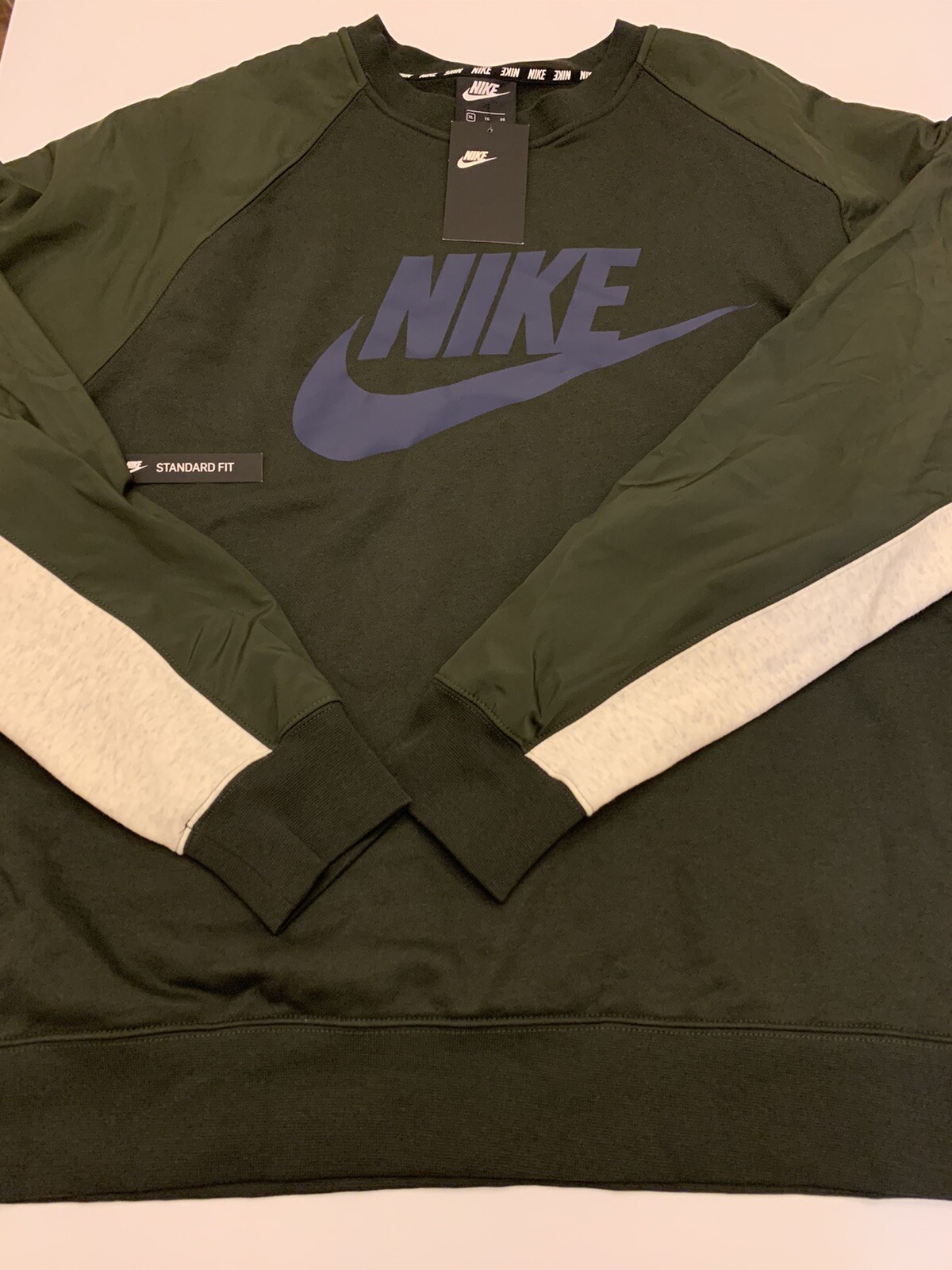 Nike Hybrid Crew Neck Graphic Sweatshirt Olive Green CJ7037-355 Mens Size XL gallery