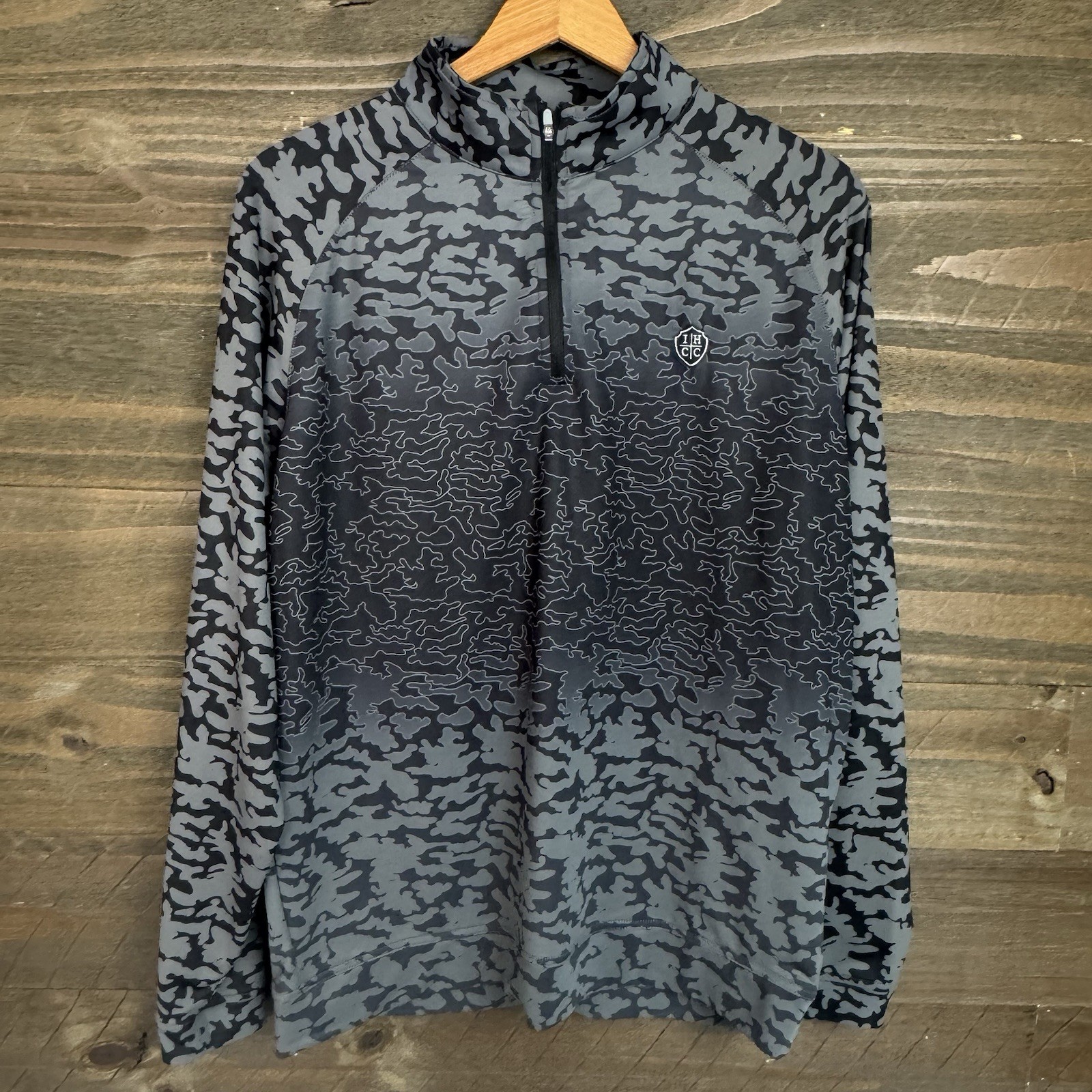 Peter Millar Sz L Golf Jacket Crown Sport Iron Grey Camo Performance 1/4 Zip gallery