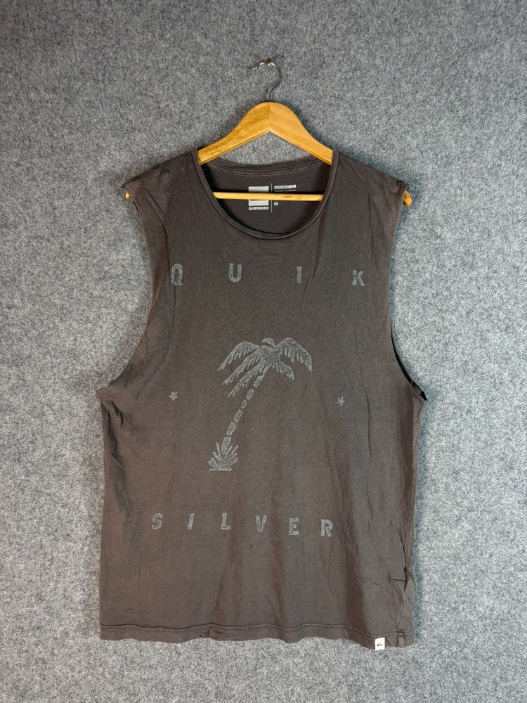 Quiksilver Tank Top Mens Medium Grey Modern Fit Lightweight Outdoor Comfort Logo