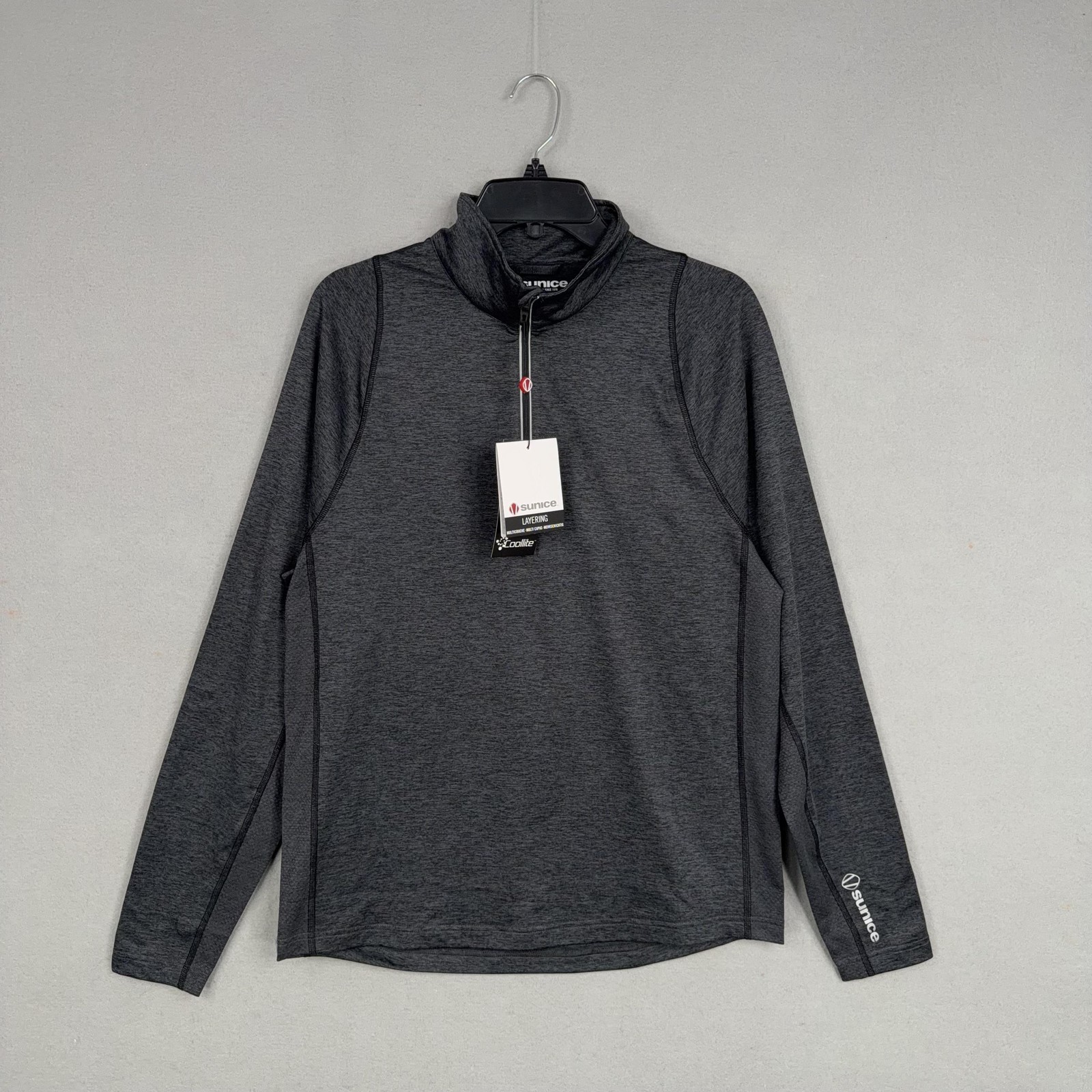 Sunice Pullover Mens Small Charcoal Tobey Lightweight Coollite Golf Layering NWT gallery