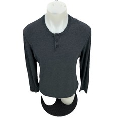 Lululemon Medium ? Men Pullover Long Sleeve Henley T-shirt Dark Grey KA4