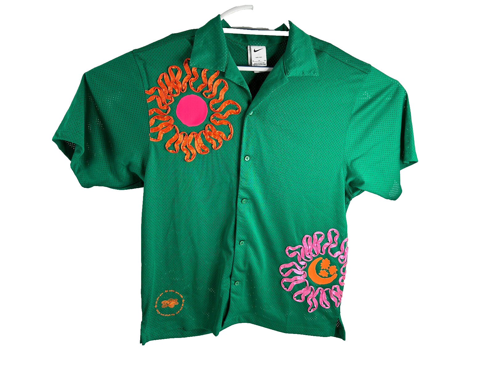 Nike Uphoria Button Up Top Mesh Shirt Short Sleeve Green Mens Size M DV9676-365 gallery