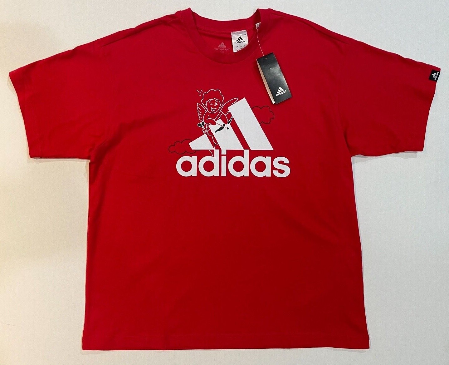 Adidas U VDAY Graphic T-Shirt Cupid Valentines Day Red GL3487 Size Large NWT gallery