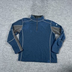 Kuhl Pullover Mens Large Blue Kashmira 1/4 Zip Fleece Hiking Shirt Base Layer
