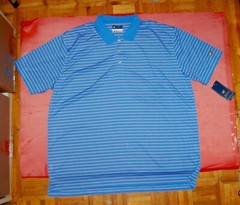 NWT Jack Nicklaus Mens Glen Stripe marina blue stripe Polo XXL $55