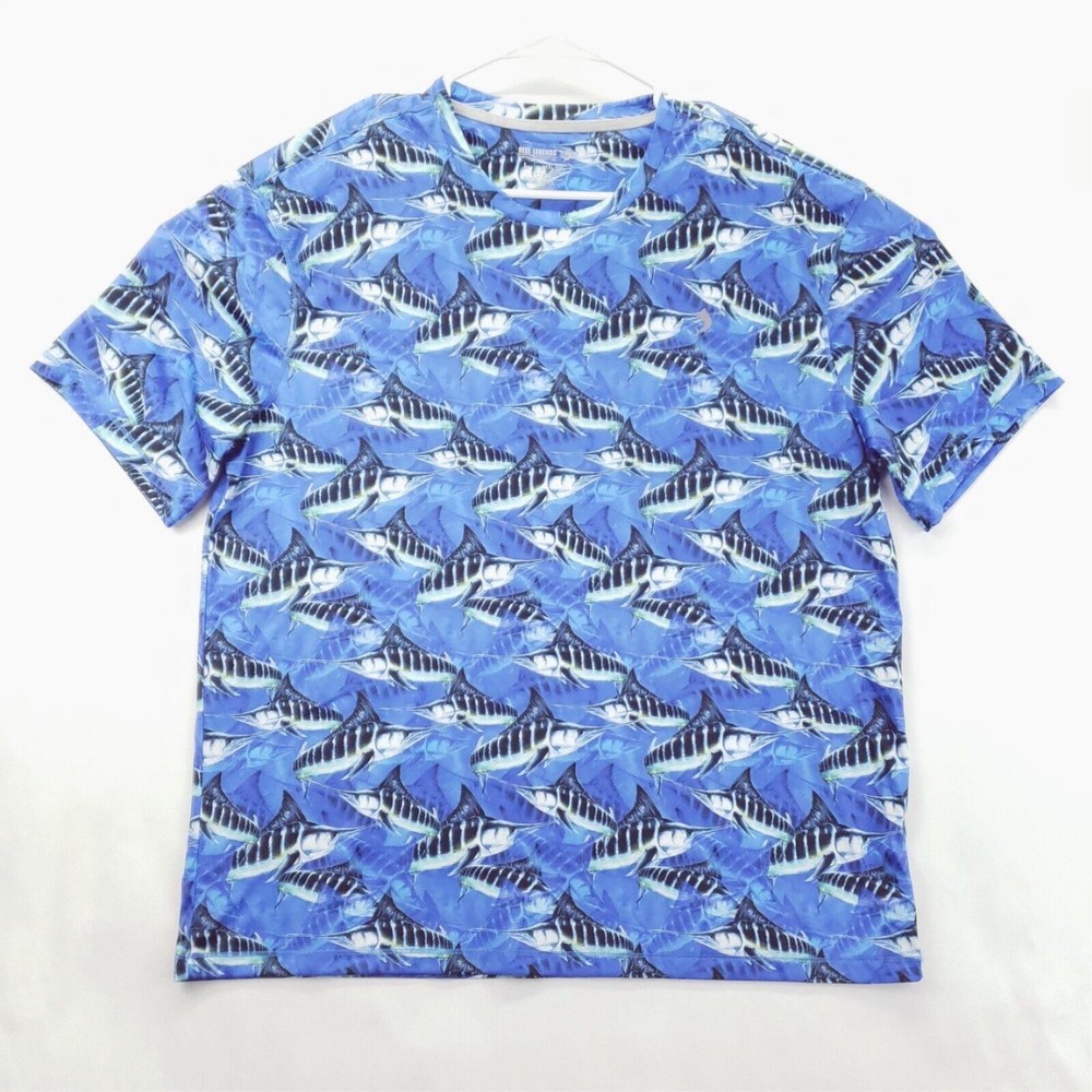 Reel Legends Fishing Shirt Mens Large Blue Reel Tec Marlin Sailfish