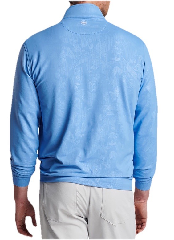 Peter Millar Mens Perth Shadow Stripe Floral Print 1/4 Zip Pullover Blue Sz S gallery
