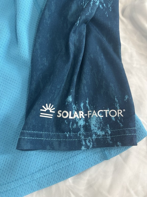 Blue Patterned Habit Solar-Factor UPF 40+ Hooded Long Sleeve Men's L Large gallery