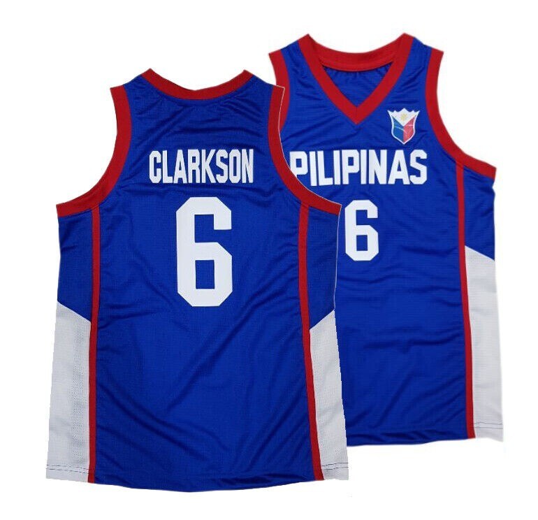 New Clarkson #6 Team Pilipinas Philippines Basketball Jersey Embroidered Blue gallery