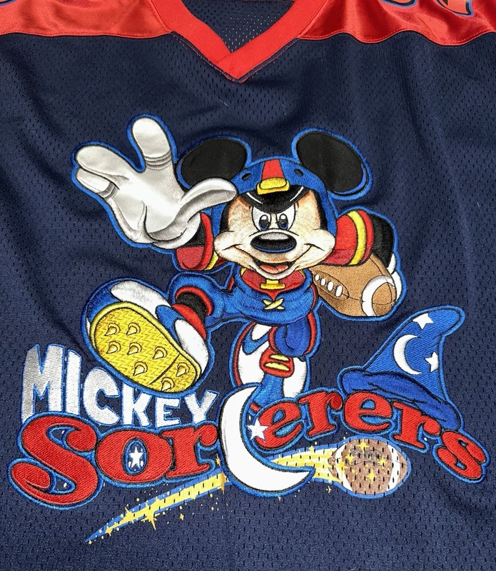 Vintage Y2K Walt Disney World Mickey Sorcerers Football Jersey XL gallery