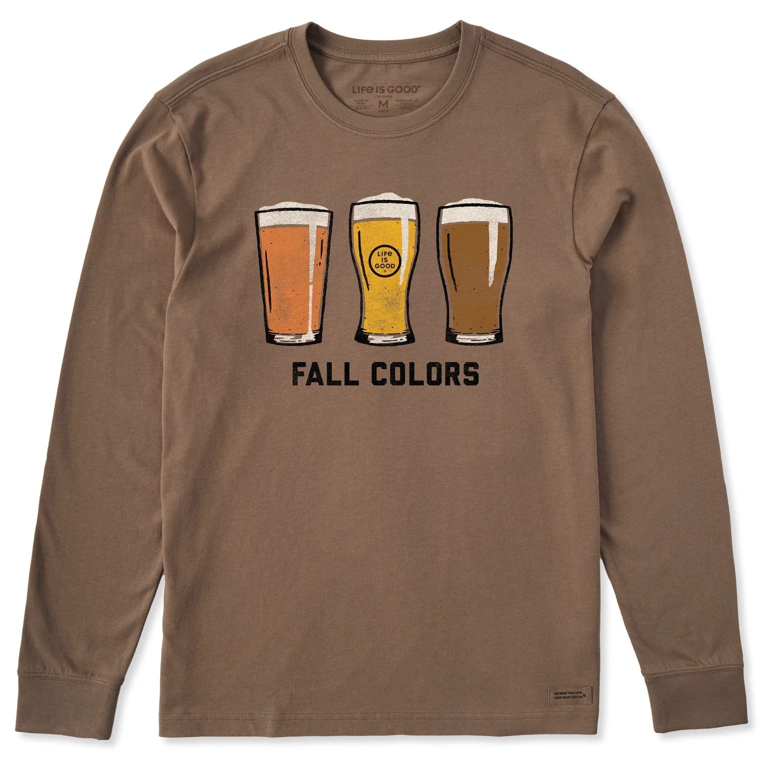 Life Is Good Fall Colors Beer Long Sleeve Crusher Tee Men's Shirt, Mushroom Brow gallery