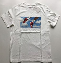 Jordan Men’s T-Shirt Nike Cotton Tee FZ1967 100 White Red Shoes Size L