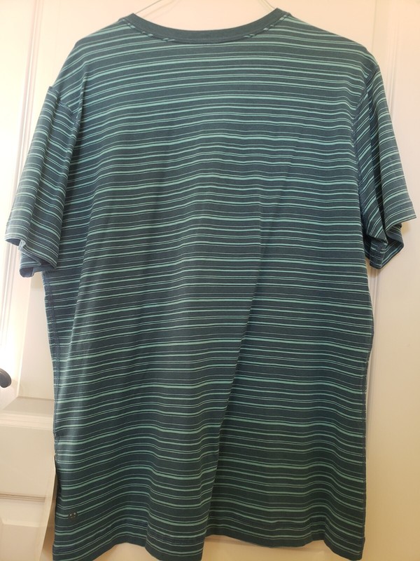 NWT Lululemon Mens XXL 5 YEAR BASIC V Neck Tee Shirt CTUS BLUE Stripes teal gallery