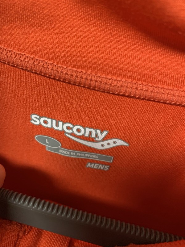 Saucony Men's Orange 1/4 Zip Pullover Mock Neck Long Sleeve Large gallery